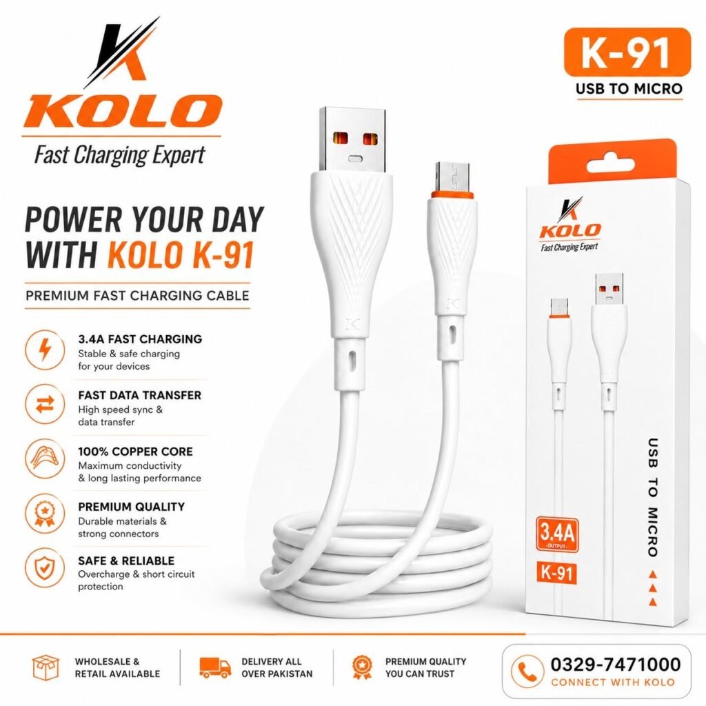KOLO K-91 USB to Micro 3.4A Fast Charging Cable